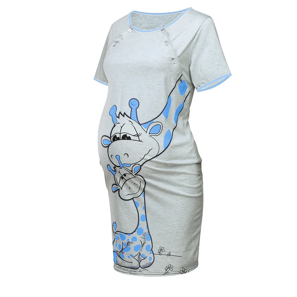 Женская одежда Платья Летние женские для беременных с коротким рукавом платье для беременных Однотонная юбка Однотонная ночная рубашка с принтом