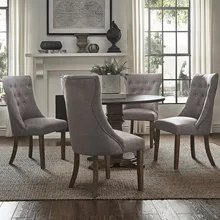 

China factory direct sale European style sponge wooden fabric dining chair with backrest modern stool for apartment coffee shop