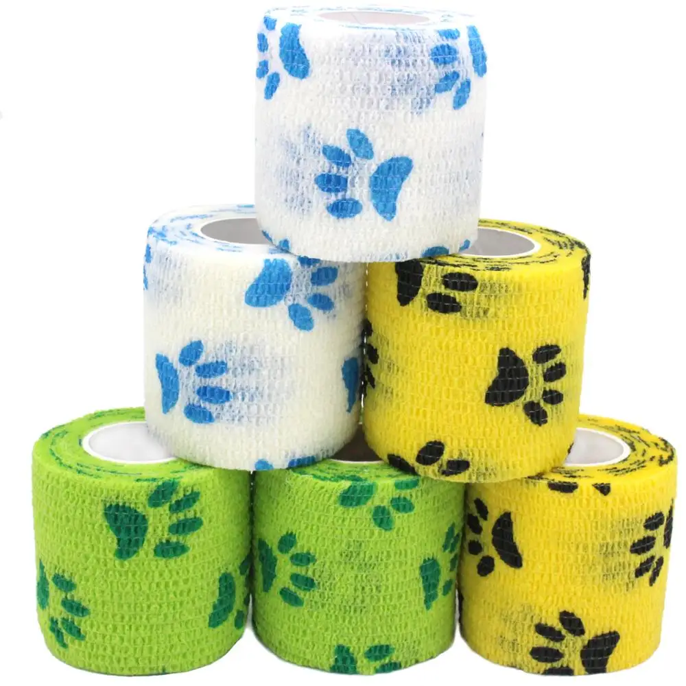

6 rolls Cohesive Bandage Self Adhesive Bandage Wrap Sports Tape Vet Wrap Self Adherent Wrap Non-Woven Vet Tape