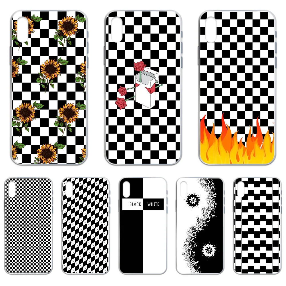 Чехол для телефона в черно белую клетку iphone 4 4S 5 5C 5S 6 6S PLUS 7 8 X XR XS 11 PRO SE 2020 MAX