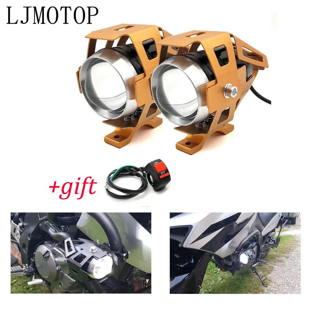 Motorcycle 12V LED Headlights Auxiliary Lamp U5 Spotlight Motorbike For Kawasaki ZX 12 6 R Z 650 900 800 250 300 NINJA | Автомобили и