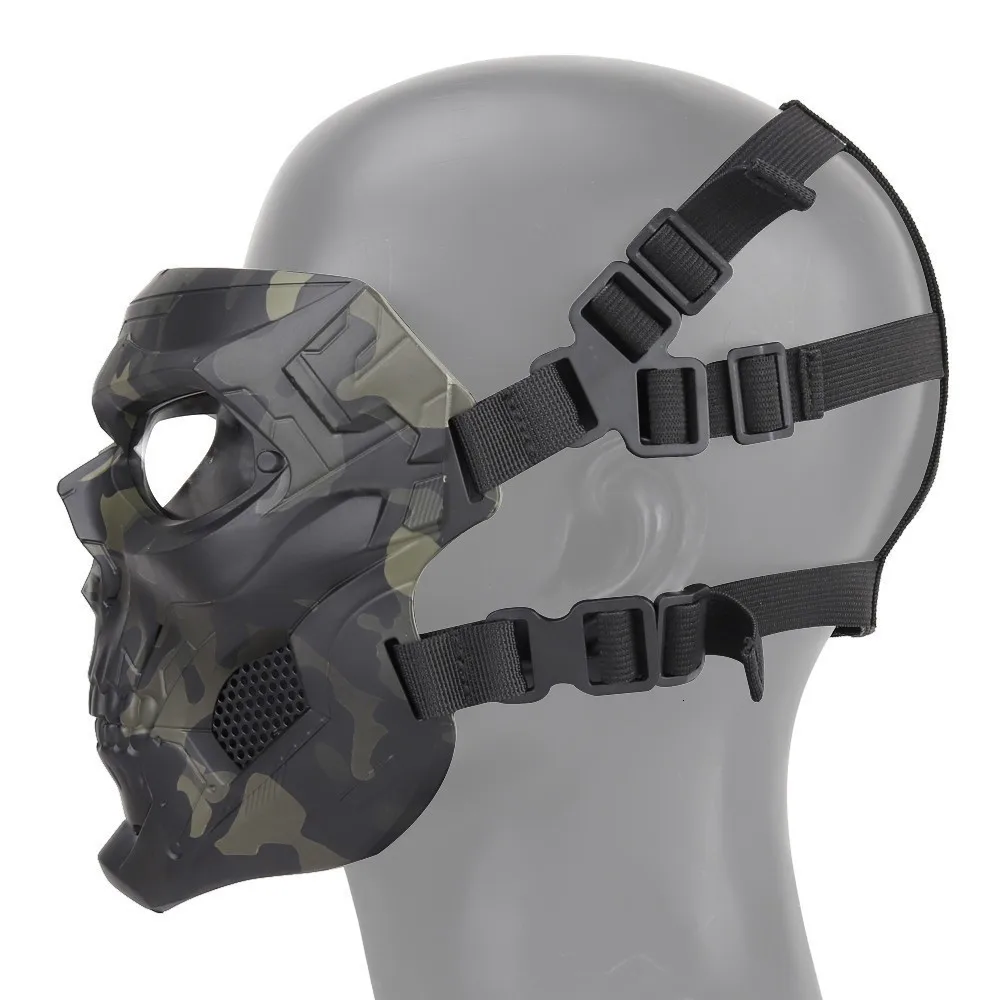 Охота страйкбол тактическое снаряжение для стрельбы шестерни череп мессенджеры унисекс полная защитная маска шлем 2 способа ношения аксессуары