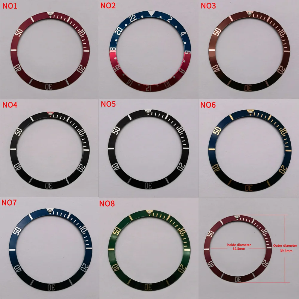 Alumínio Bezel Inserir para Sub Ver Case Assista Anel Acessórios Diâmetro Interno 32.5 mm 39.5 mm