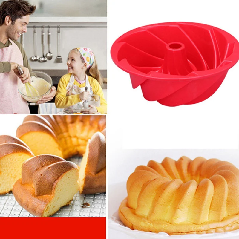 Mini Spiral Shape Food Grade Silicone Cake Mold Pan 3D Cake Mould Form Bread Bakery Baking Tools Bakeware