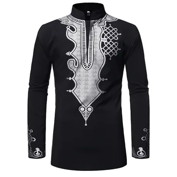 

Mens Black African Dashiki Print Dress Shirt 2020 Brand New Streetwear Men African Clothes Hip Hop Casual Camisa Masculina XXL