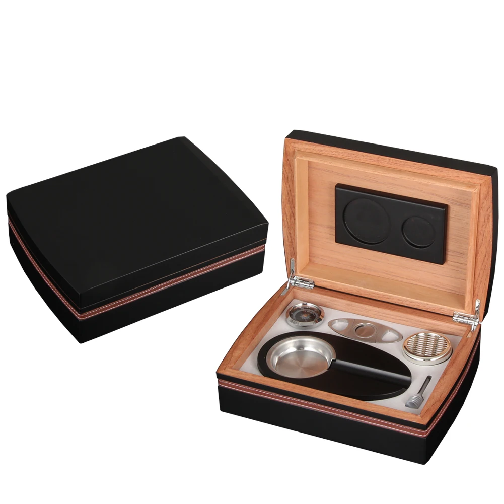 

GALINER Big Humidor Box Leather Cigar Case Travel Cigars Accessories Set W/ Ashtray Cigars Humidor Hygrometer Cigars Cutter