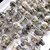 20pcs/lot Retro Big Head Exaggerated Gothic Skull Men Ring Punk Rocker Male Fashon Skeleton Rings Wholesale Lots 1