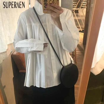 

SuperAen White Shirt Female Spring 2020 New Cotton Wild Ladies Blouses and Tops Korean-style Long Sleeve Women Clothing