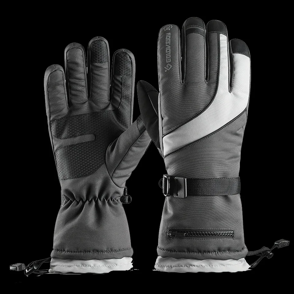 Новинка, мужские лыжные перчатки, перчатки для сноуборда, снегохода, езды на мотоцикле, зимние перчатки, ветрозащитные, водонепроницаемые, унисекс, зимние перчатки - Цвет: Grey
