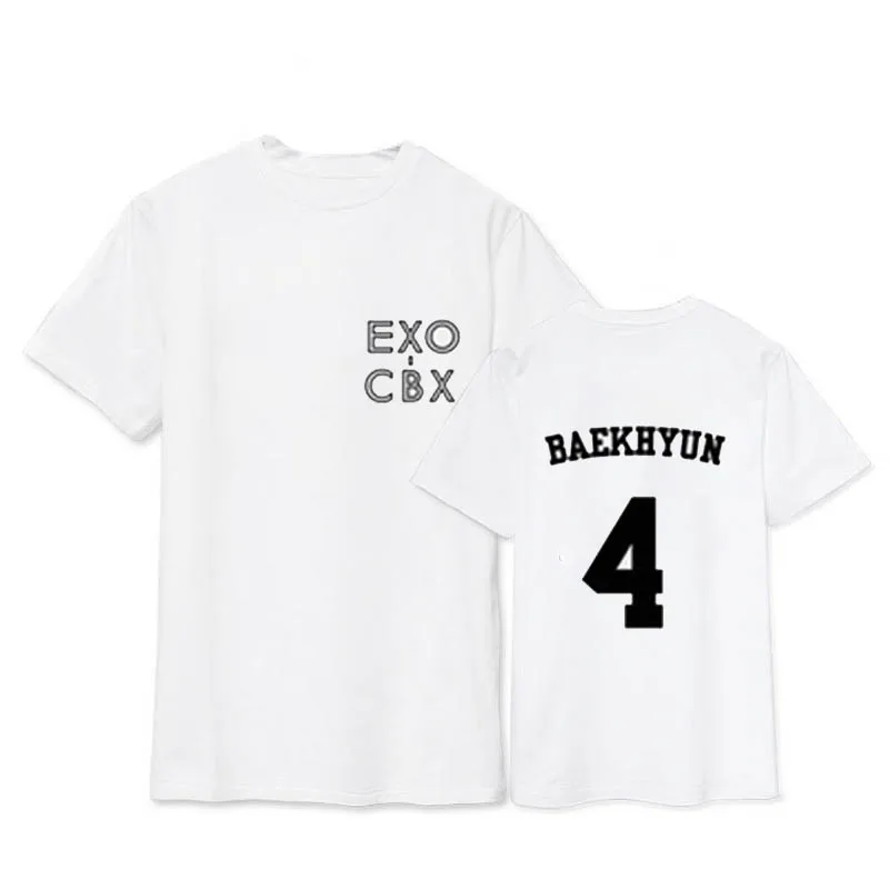 Kpop EXO CBX/футболки для девочек с альбомом BAEKHYUN XIUMIN K-POP Повседневная футболка Топы с короткими рукавами, футболка DX443