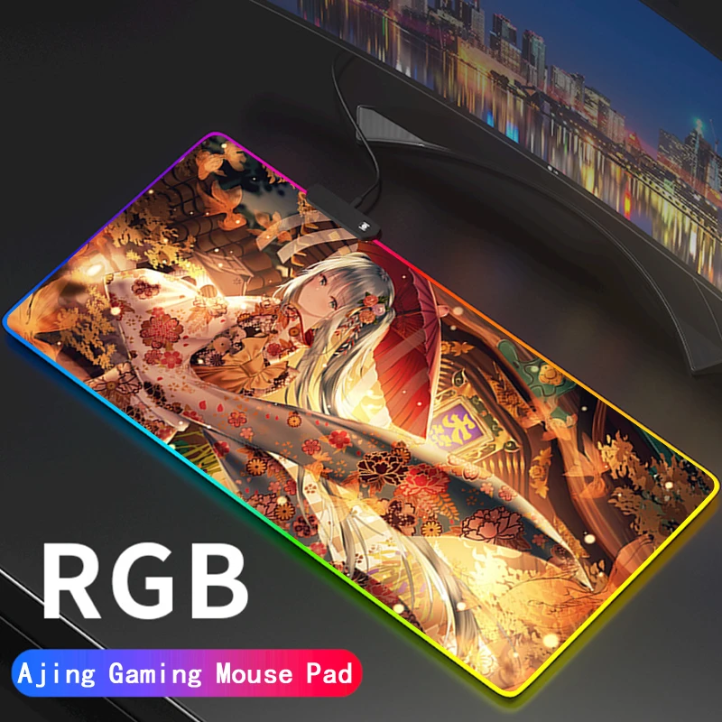 Anime Onmyoji Big Breast Girl Rgb Gaming Mouse Pad Computer Led Gamer Large Mause Pad Usb For Pc Desk Mat Support Diy Mouse Pads Aliexpress
