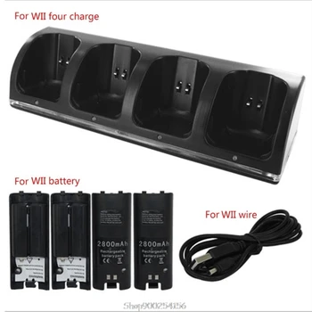 

4Port Smart Charger Charging Dock Station with Rechargeable Batteries USB Data Cable for WII Game Console S30 20 Dropship