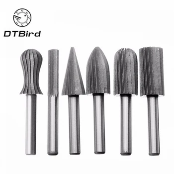 

6PCS/Set Hard Steel Rotary Grinding Head Polishing Raft Carving Knife(Silver)