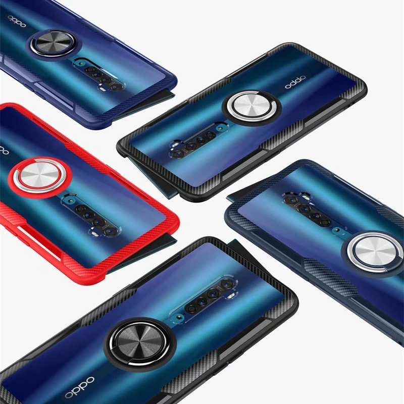 Для oppo Reno 2 Чехол жесткий с кольцом подставка магнит прозрачный противоударный защитный чехол на заднюю панель для oppo reno2 2F 2Z 10x Zoom