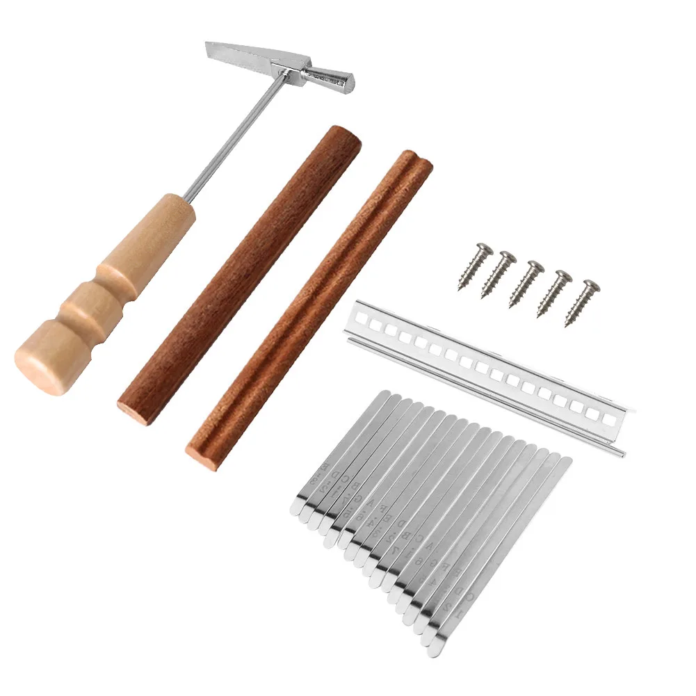 Thumb Piano Replacement Parts Set Kit for 17 Keys Kalimba with Keys Bridge Tuning Hammer Kit Thumb Finger Piano Accessories musical instrument