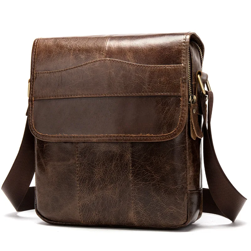 

Vintage Genuine Leather Men Messenger Bag Men's Shoulder Bag Men Small Flap Male Phone Crossbody Bags Business Handbags