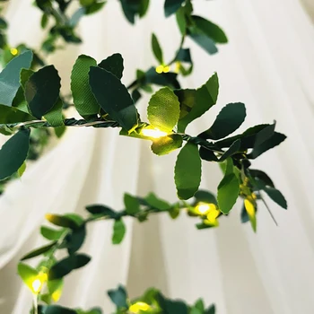 

4PCS Green Leaf Garland String Lights Artificial Leaf Ivy Vine Plants Hanging Light For Wedding Christmas Home Party Decor