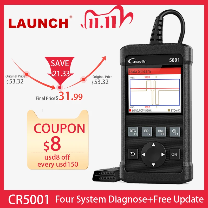 £28.02 Launch X431 Cr5001 Obd2 Code Reader Scanner Odb2 Car Diagnostic