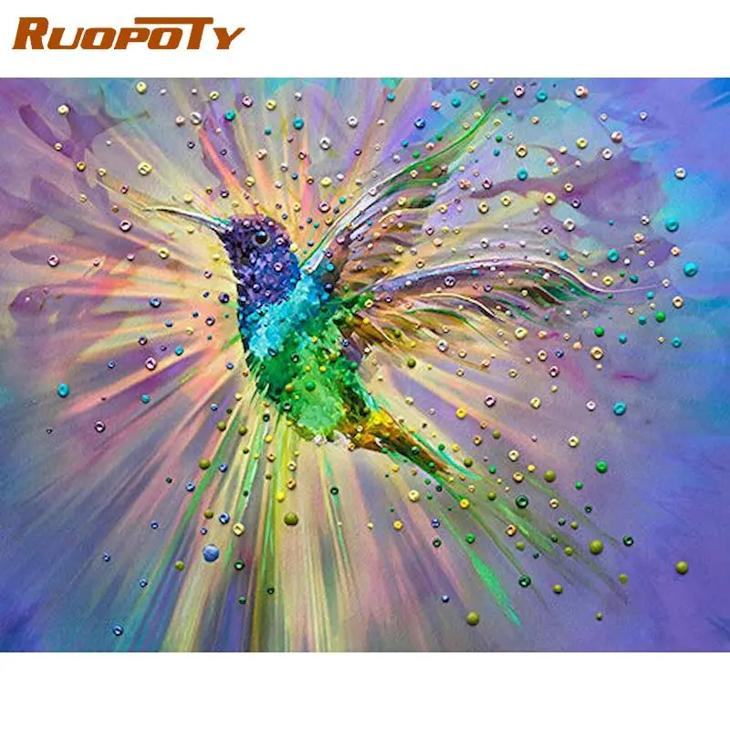Набор для алмазной вышивки RUOPOTY полноразмерная цветная картина с птицами 5D