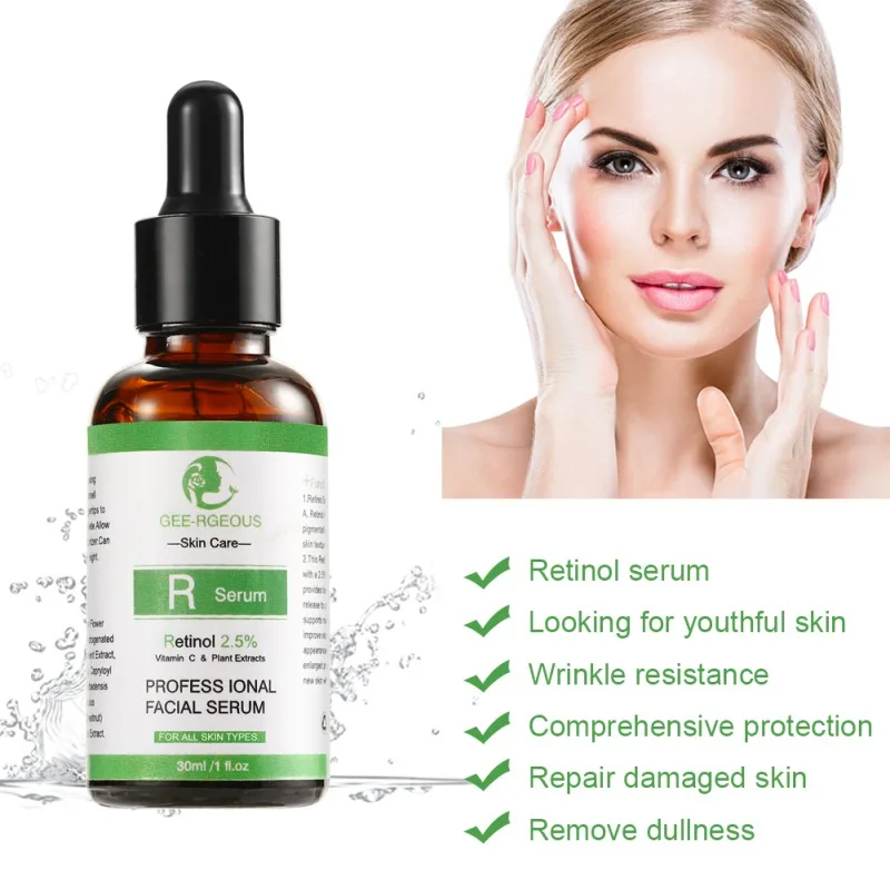 Retinol Сыворотка увлажняющая осветляющая тонкие линии пигмент для удаления веснушек Антивозрастная эссенция против морщин