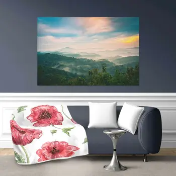 

Clubdeer Beautiful Flowers Caring Gift Decorative Knitted Blanket for Living Room/Bedroom Everyone All Seasons white 60x80 inch"