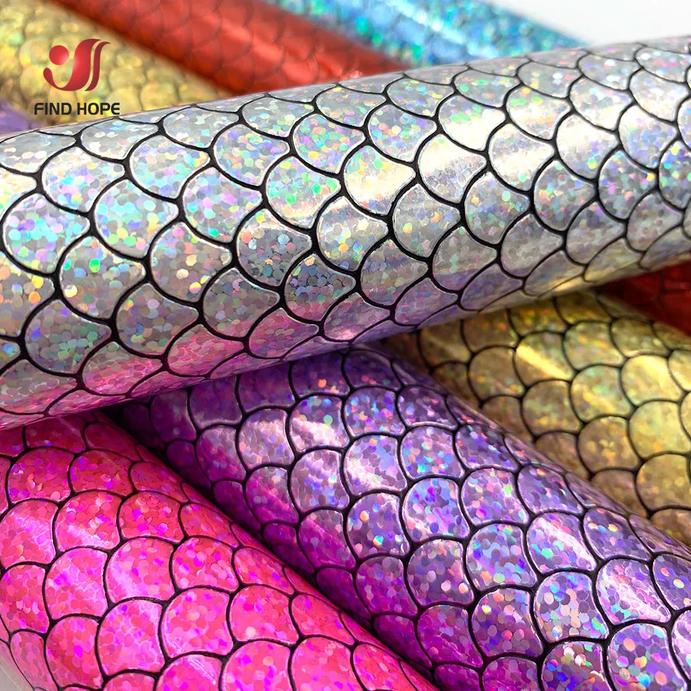 6pcs 20x30cm Bundle Mermaid Shiny Faux Leather Fabric for DIY Bows Handmade Earring Making Shoes Decoration Material Upholstery