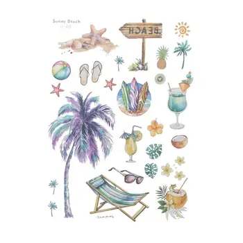 

5 Sheets Temporary Tattoo Waterproof Self-adhesive Cartoon Hawaiian Theme Stickers Decals for Beach Party Hawaii Party