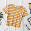 New T Shirt Women Rainbow Striped Tops Slim Fit t shirt Harajuku Tshirt Summer Short Sleeve Korean T-shirt feminina Clothes Tops ► Photo 3/6