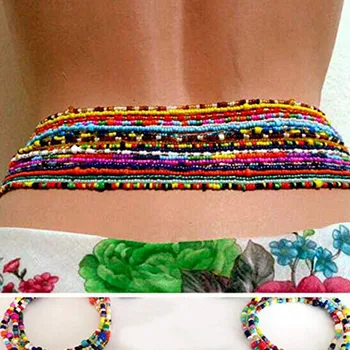 

Bohemia Double Bead Belly Chains Body Jewelry Women Summer Sexy Beach Crystal Chain Waist Chain Strand Charms Vintage Waistband