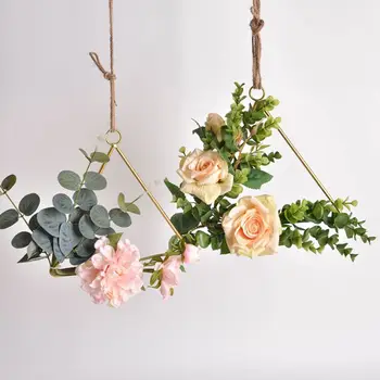 

1-Wrought Iron Artificial Flowers Wreaths Wall Hanging Decoration Artificial Garland For Wedding Home Party Door Decoration