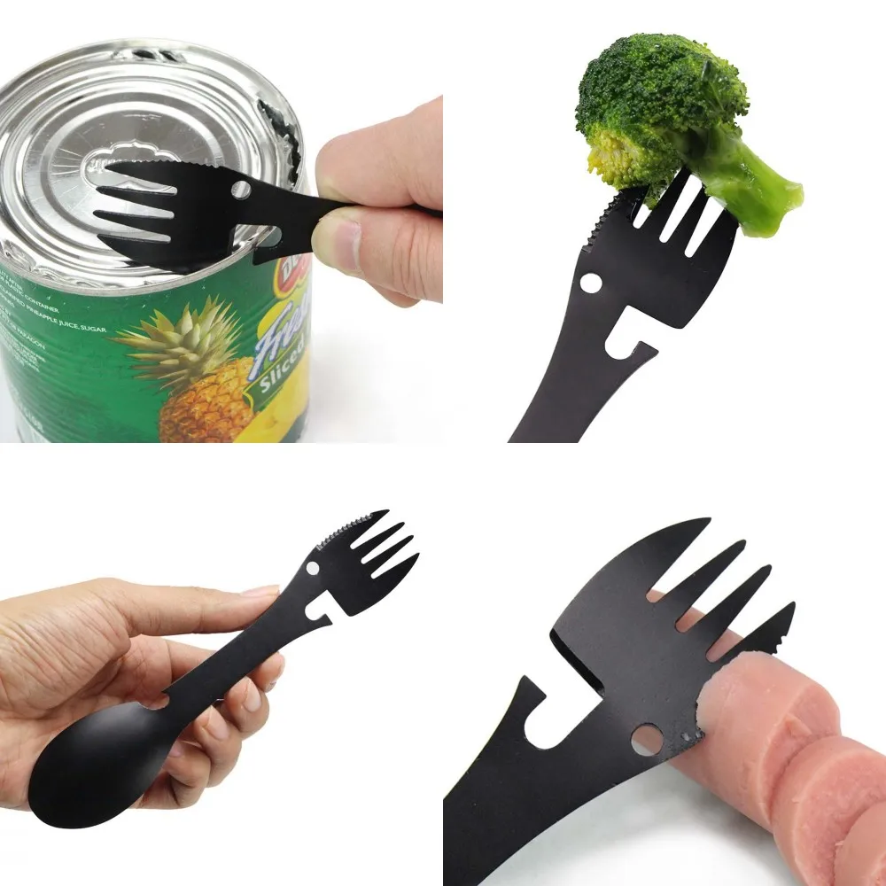 Барбекю на открытом воздухе Ложки Посуда Вилка мульти-функциональная бутылка открытые столовых приборов для пикника Ножи
