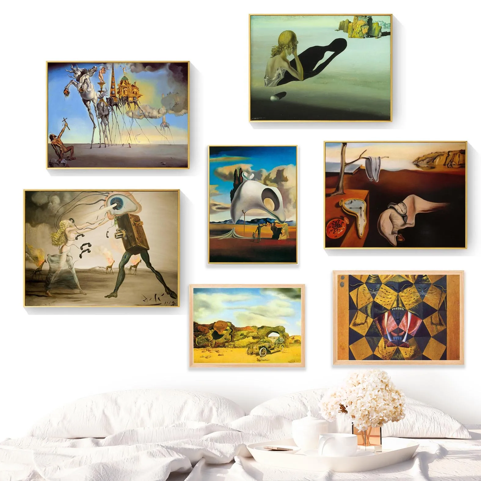 Surrealiste Ville Echecs Plage Ensemble Mur Art Toile Peinture