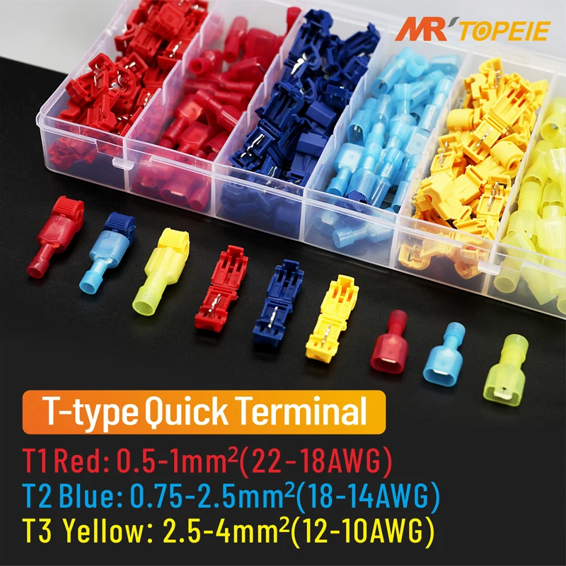 T-type Plug Line Connector, 300Pcs(150Sets)Self-peeling Quick Cable Terminal, Pressure Wiring Waterproof Electric Connectors