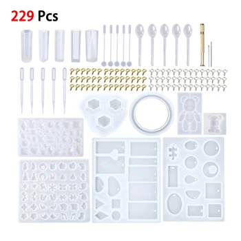 

229Pcs DIY Jewelry Casting Molds Tools Set More Than 120 Designs Contains 9 Silicone Jewelry Resin Molds with 70 Designs