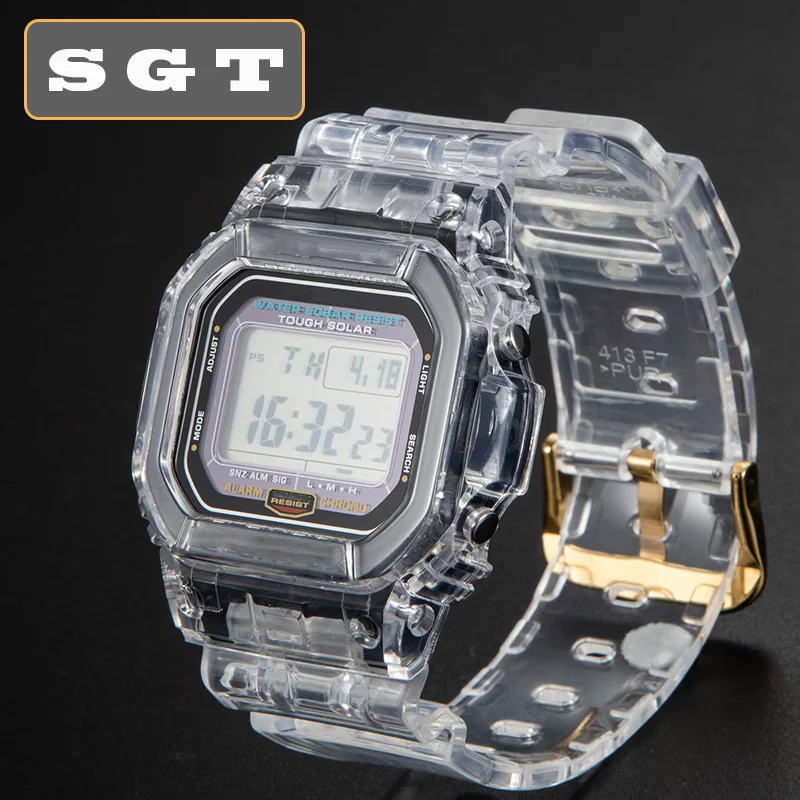 Прозрачный силиконовый ремешок для часов Замена для DW5600 DW5610 резиновый ремешок Спортивные Водонепроницаемые ремешки для часов
