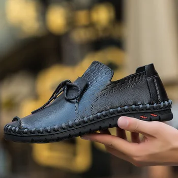 

Men Genuine Leather Casual Shoes Loafers Men Shoes Quality Comfort Soft Shoes Men Flats Hot Sale Moccasins Big Size 38~47