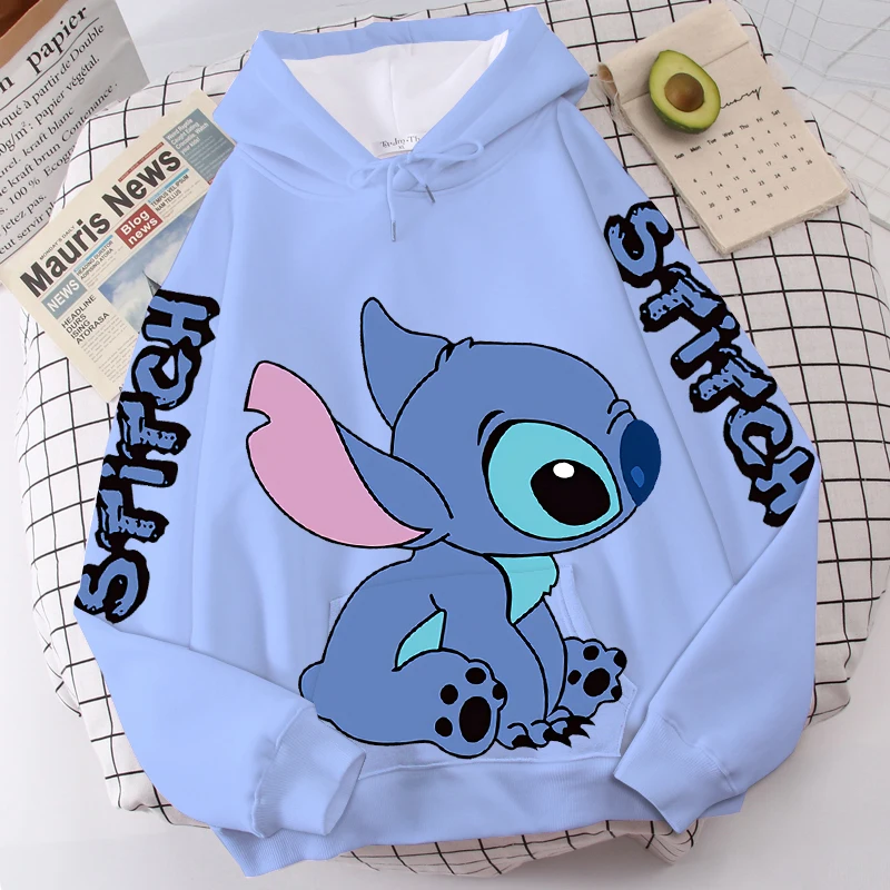 Sudadera capucha de Disney Stitch para mujer, ropa de talla grande, de manga larga, Top de Anime - AliExpress