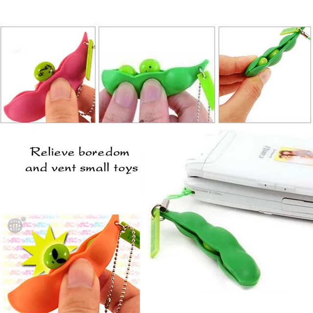 Fidget Squishy Toys Decompression Antistress Fidget Toys Squeeze Peas Beans Keychain Relief for Kids Rubber Stress Reliever Toys 3