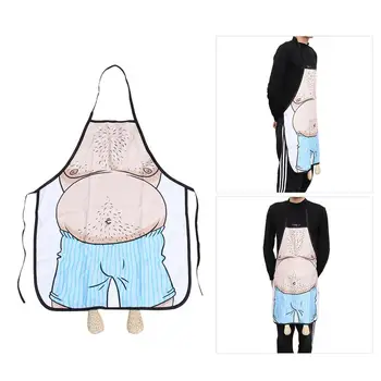 

1Pc Novelty Cooking Kitchen Apron Wacky Belly Man Printed Apron Cooking Grilling BBQ Apron
