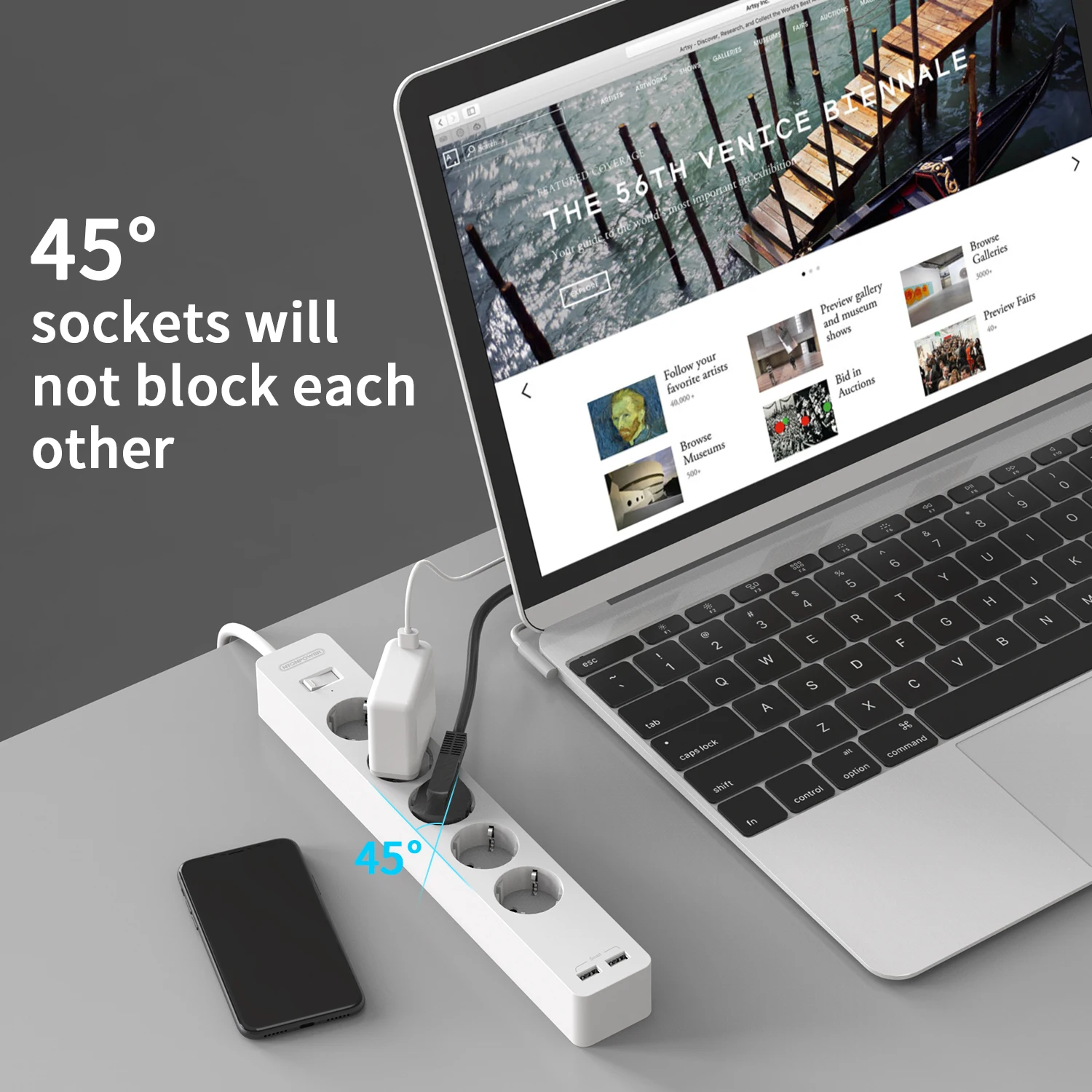 NTONPOWER Network Filter with 3M Extension Cord Wall Mounted Power Strip High Quality 5 Power Sockets 2 USB Surge Protector Home