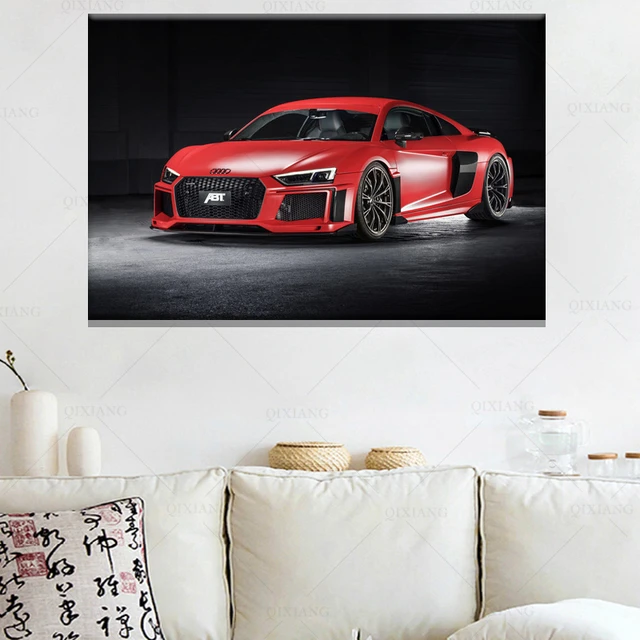 Canvas Painting Vehicle ABT Audis R8 Red Super Car Black Background Wall  Art Posters And Prints for Living Room Decor - AliExpress