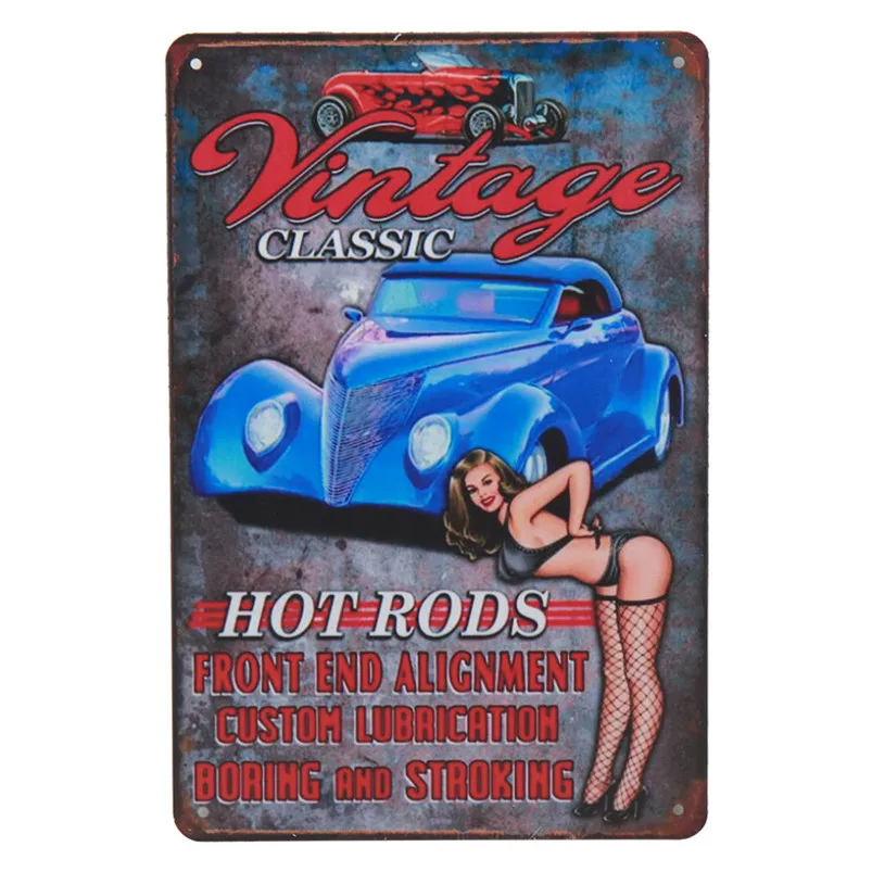 Hot Rod винтажная художественная железная жестяная вывеска для бара живопись ретро-наклейки для паба до металлической пластины плакат гаражная стена домашний декор H21