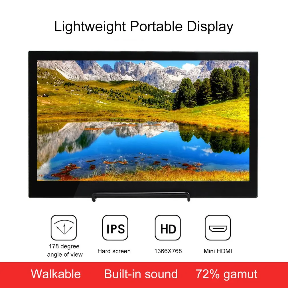  13.3 inch Portable Monitor HDMI 1366*768 HD IPS Display Computer LED Monitor with Leather Case for 