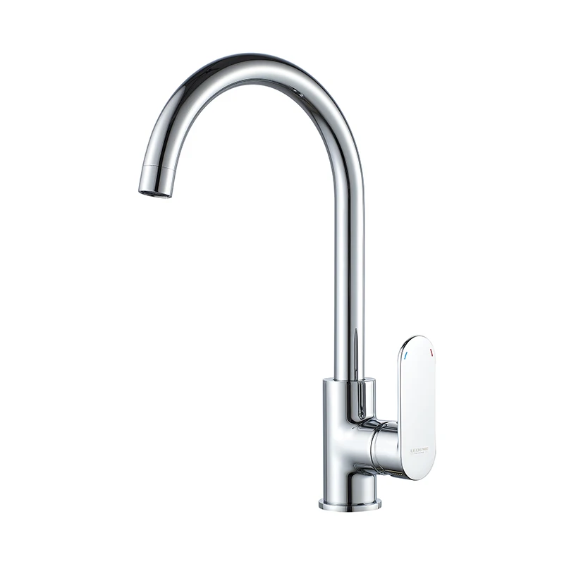 LEDEME Kitchen Faucet Polish Chrome plated Taps 360 Rotation with Classic Curve Features Tap Kitchen Mixer L4010 kitchen faucet with sprayer Kitchen Fixtures