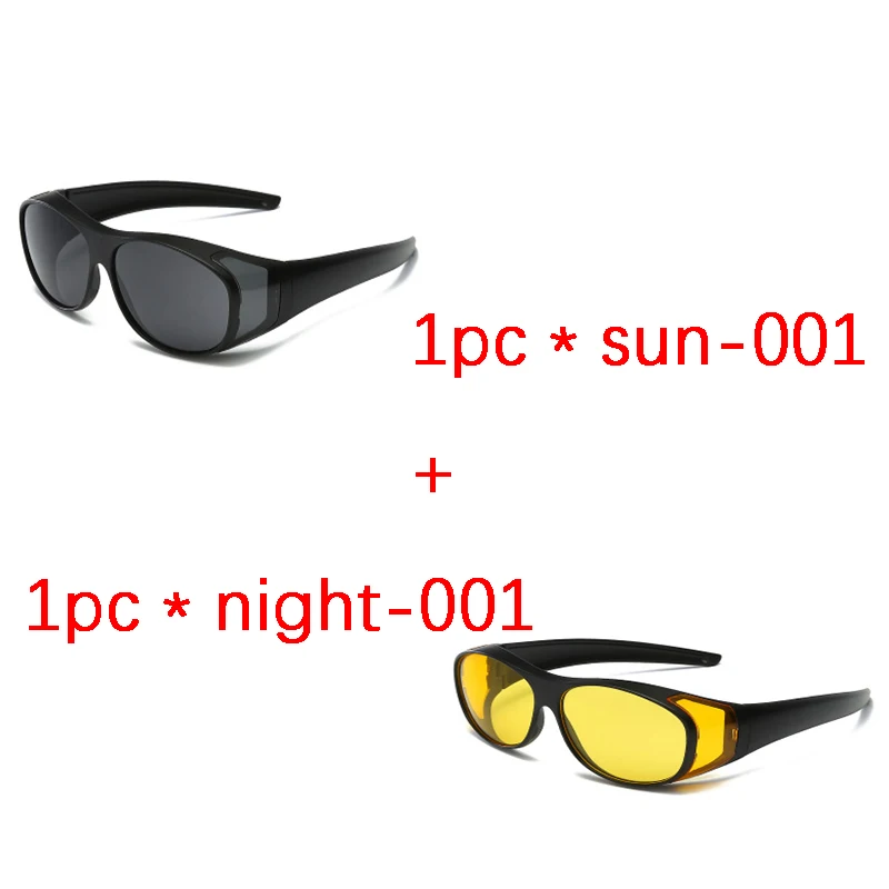 Защитные солнцезащитные очки, очки ночного видения, черные линзы из поликарбоната, анти-УФ, анти-ударные очки для вождения, спортивные очки, очки для глаз 18813 - Цвет: sun001-night001