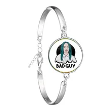 Billie Eilish Bad Guy браслет популярная юная певица художественная картина хип-хоп Музыка стеклянная цепь из кабошона браслет ювелирные изделия для фанатов подарок