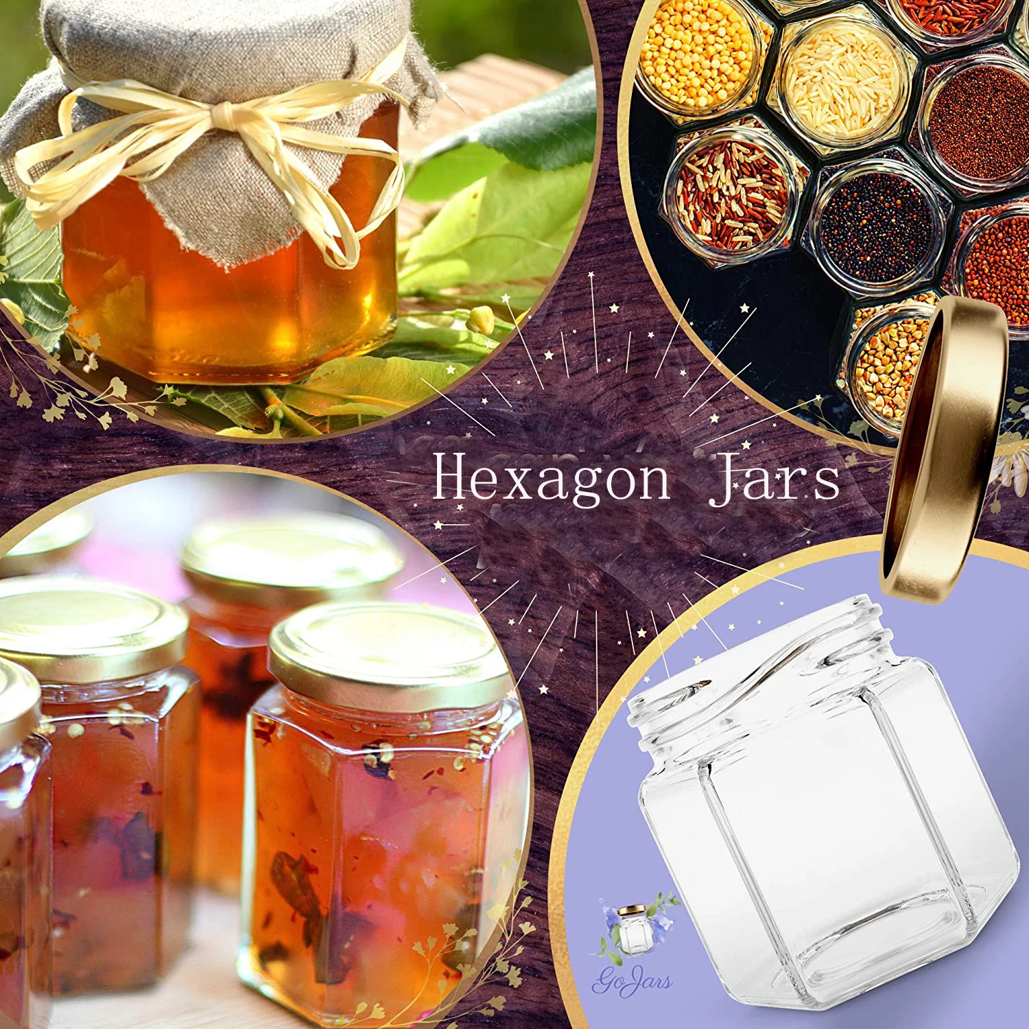 Hexagon Glass Jars Premium Food-grade. Mini Jars With Lids For Gifts, Wedding Favors, Honey, Jams And More 6