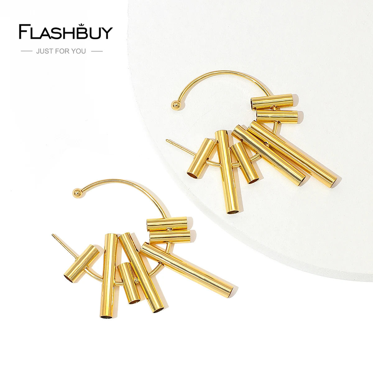 Простые золотые серьги кольца Flashbuy неправильной формы для женщин модные