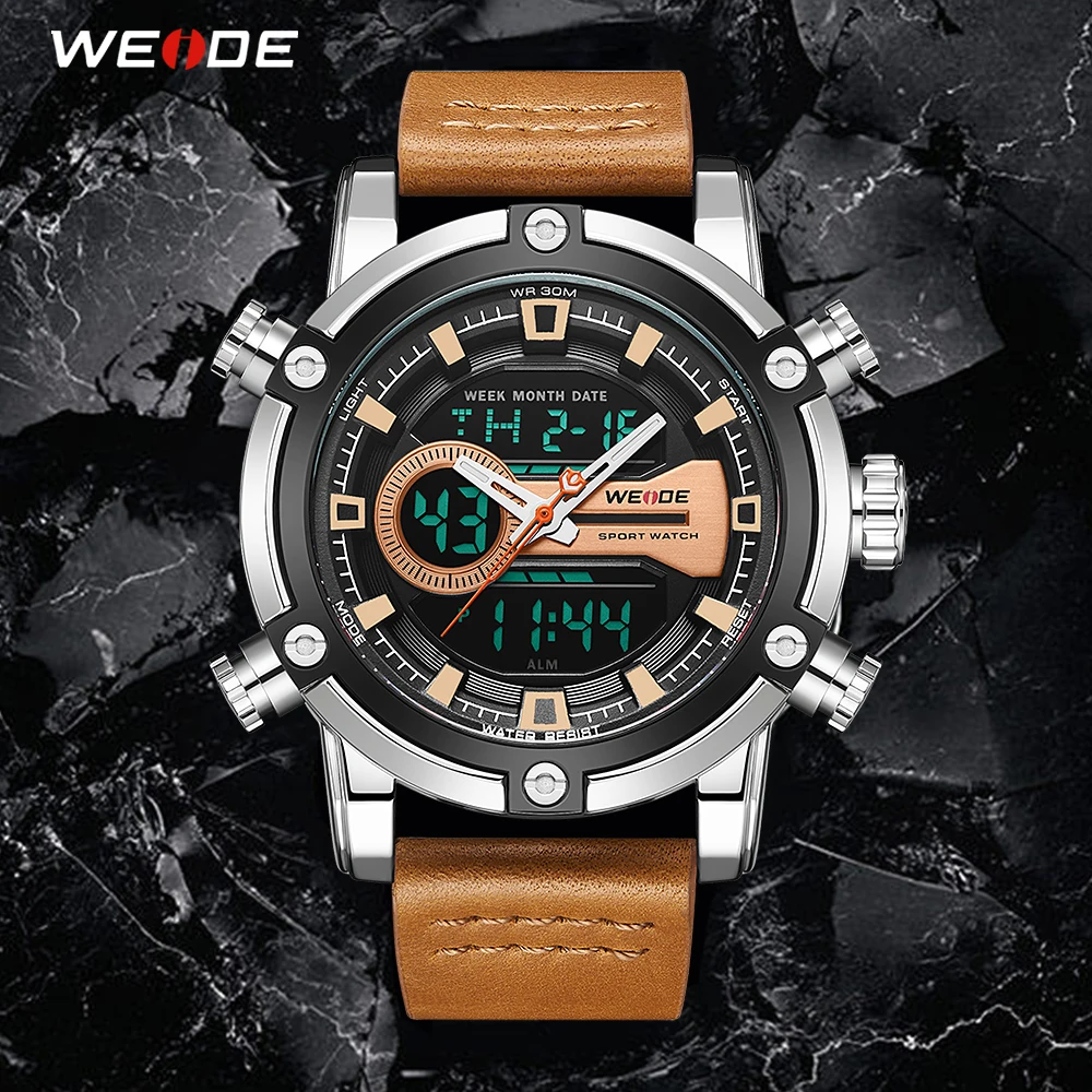 

WEIDE Watch Men European Luxury Men Sports Business Quartz movement Analog LCD Digital Automatic Date Alarm Men Wristwatches