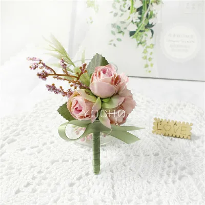 Wedding Groom Boutonniere Bridesmaid Flowers Bracelet White Rose Boutonniere Corsage Pin Flower Wedding Witness Corsages Flower Corsage-1